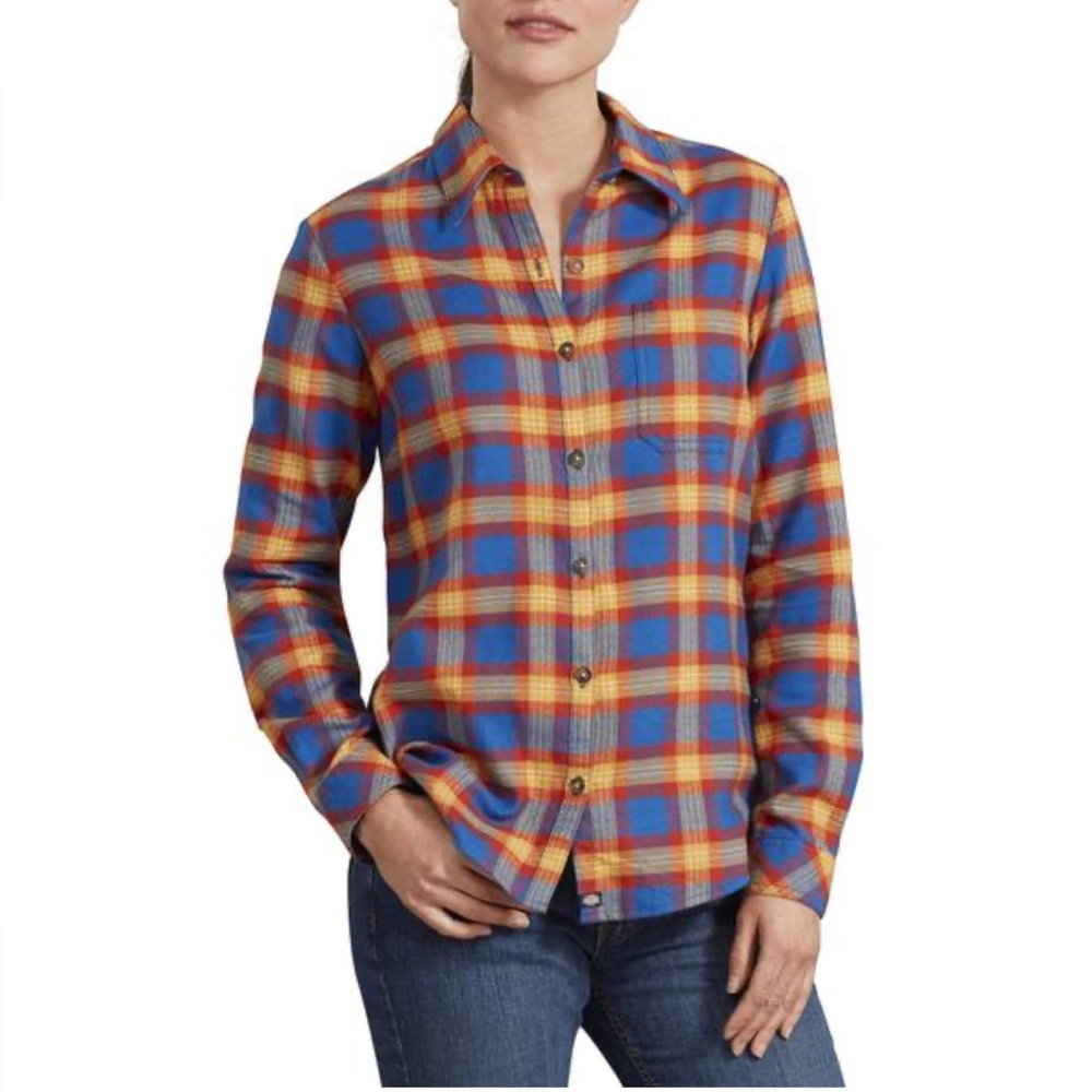 Dickies Plaid Button Down Shirt Women’s Large Workwear Flannel Casual
